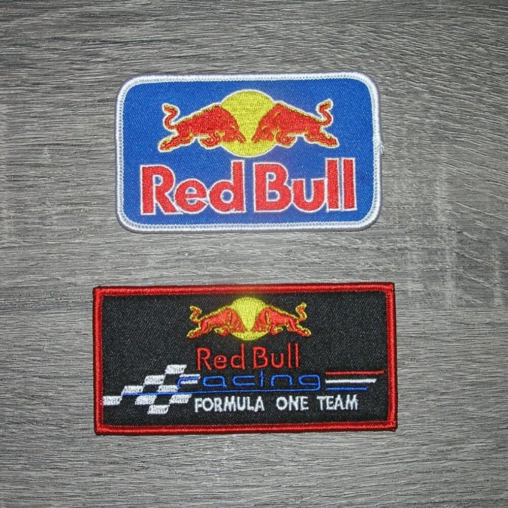 (2) Lot of Red Bull F1 Racing Motorsports Energy Drink Iron On Patches